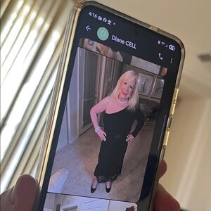 One-Shoulder Black Dress with Lace Hem